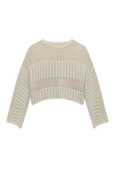Pull crochet manches longues