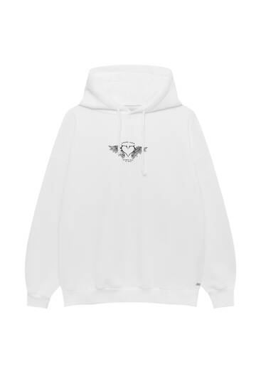 White heart print hoodie
