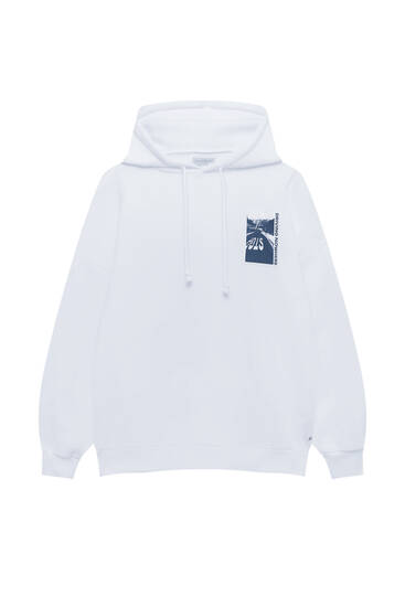 White hoodie with print detail