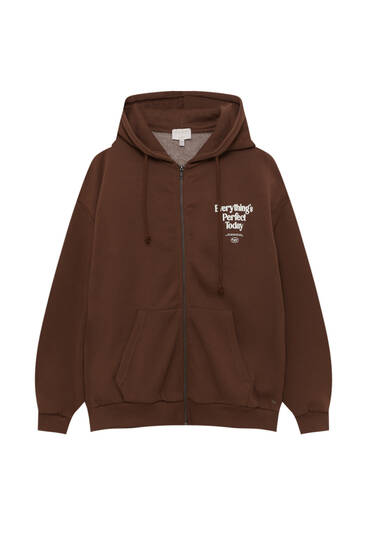 Zip-up hoodie with back print