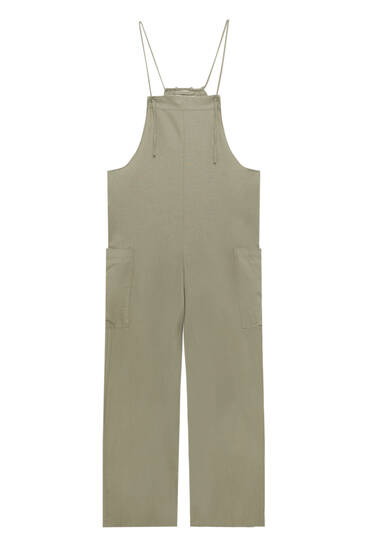 Long dungarees with linen
