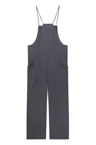 Long dungarees with linen