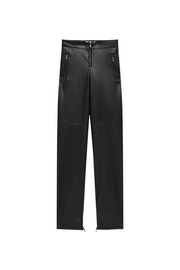 Slim faux leather trousers