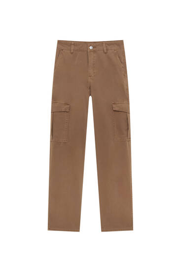 High waist cargo trousers