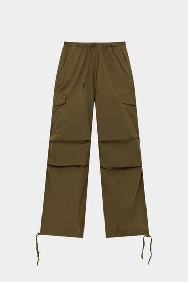 Parachute trousers with side pockets