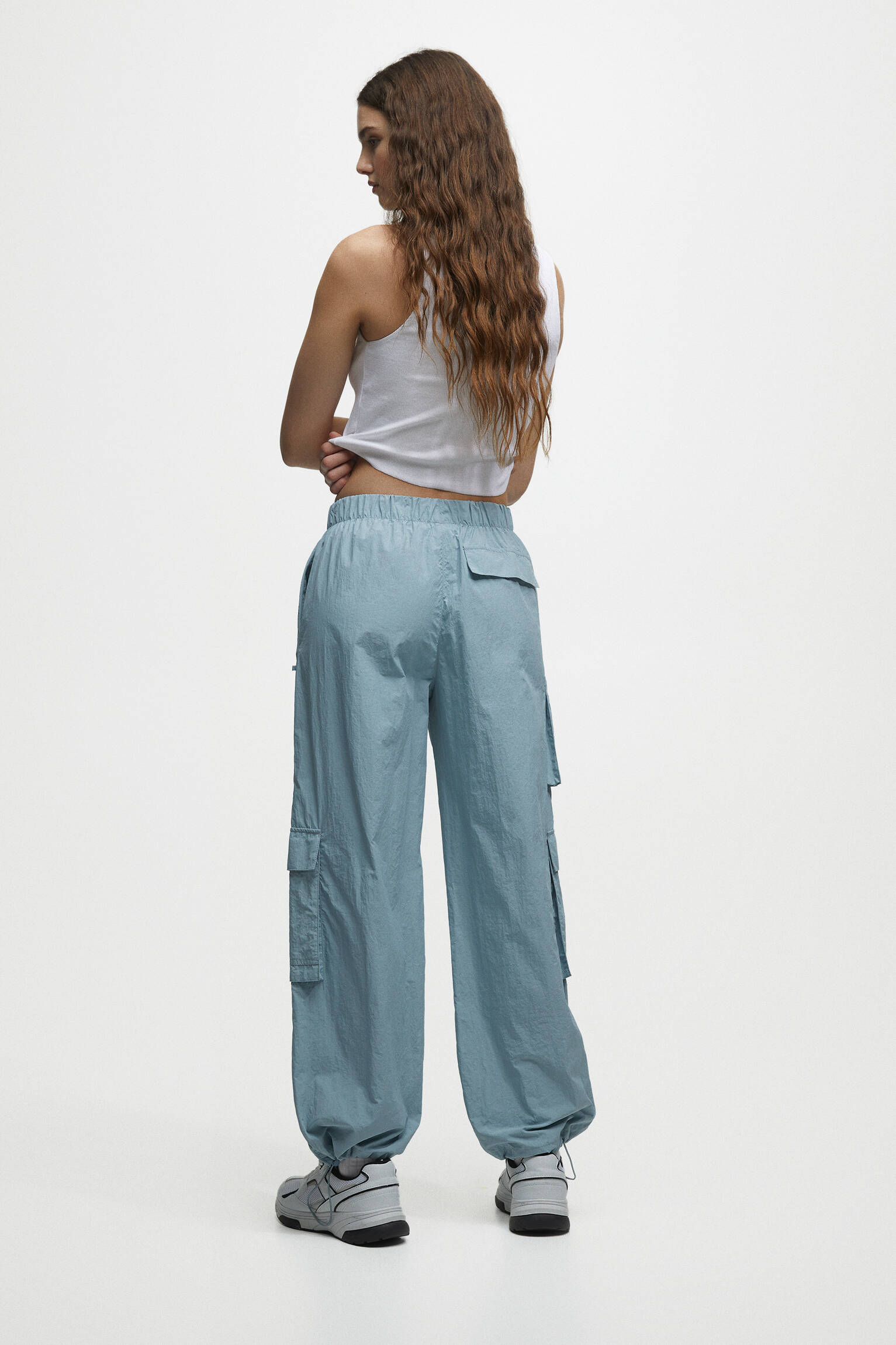 Pull&Bear Women's Pale Grey Cargo Pants