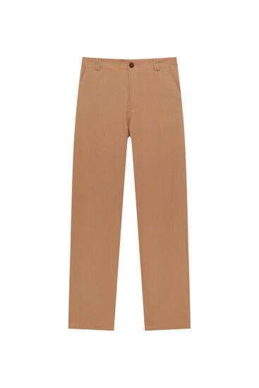 Straight linen-blend trousers