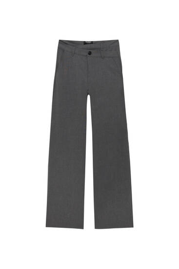 Smart trousers with an asymmetric waist