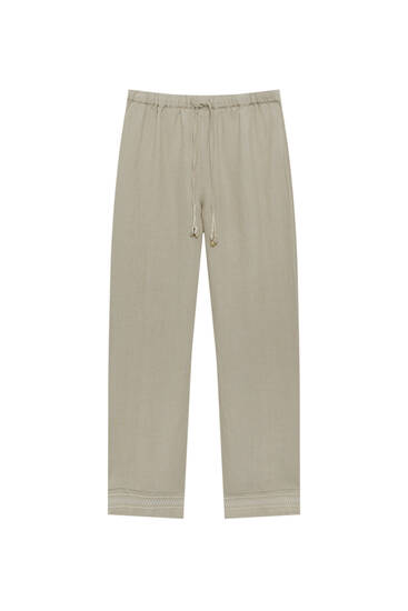 Loose-fitting 100% linen trousers