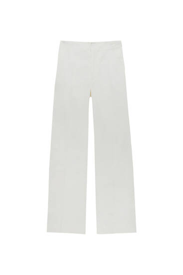 White darted smart trousers