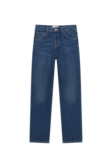 Jeans retas com cintura baixa