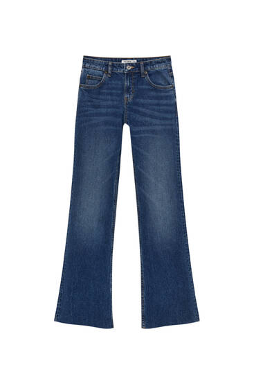 Low-rise kick flare jeans