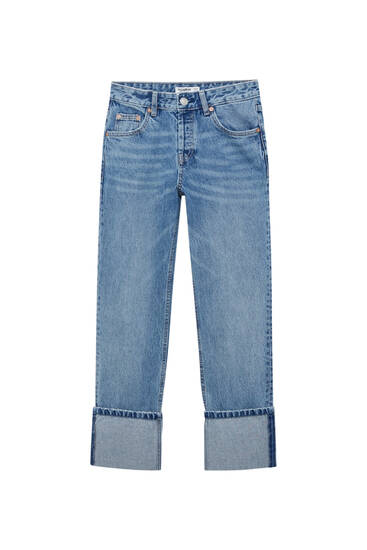 ג'ינס Straight fit עם מכפלות מקופלות
