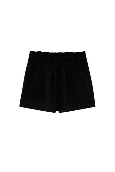 Paperbag drawstring Bermuda shorts