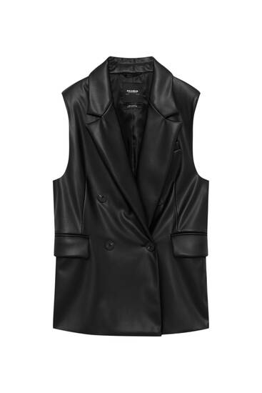 Faux leather gilet