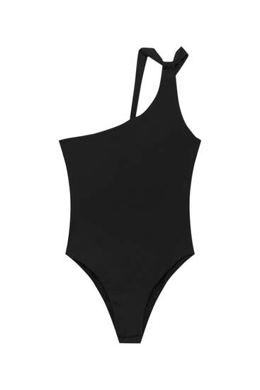 Black asymmetric swimsuit