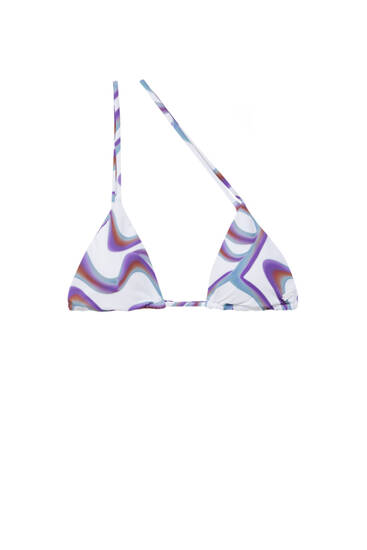Top bikini triángulo estampado