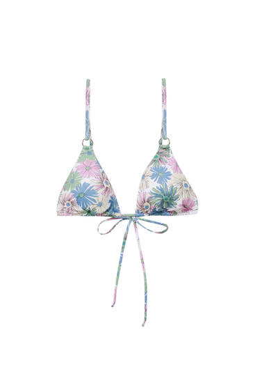 Top bikini triángulo flores
