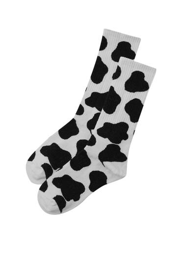 Cow print socks