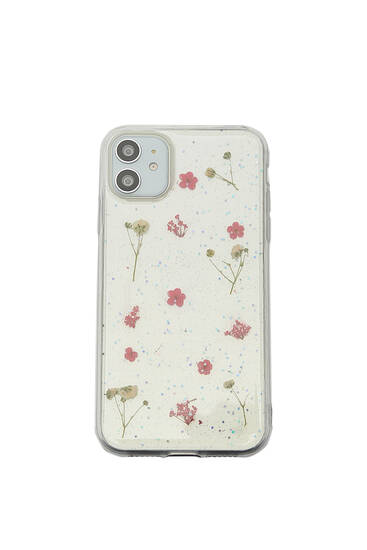 Transparent iPhone case with flowers