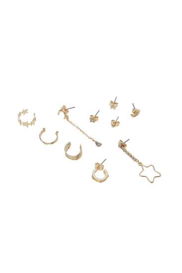 Pack of moon and star earrings