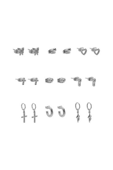 Pack of metallic earrings