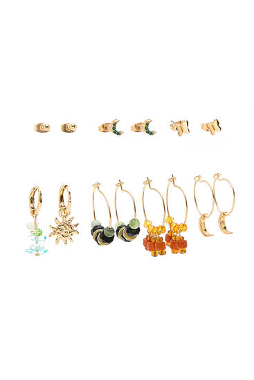 Pack of metallic earrings