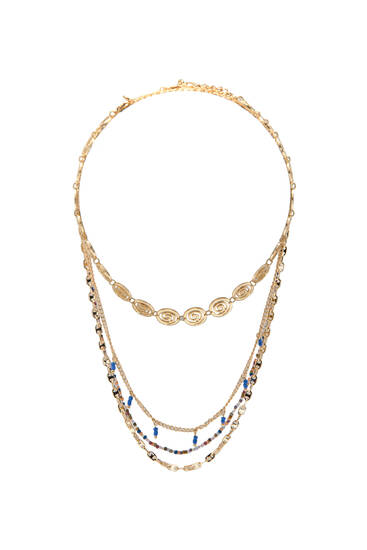 Multi-strand necklace with beads