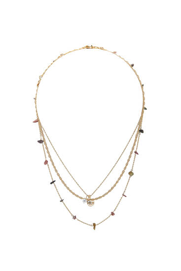 Multi-strand necklace with stone beads