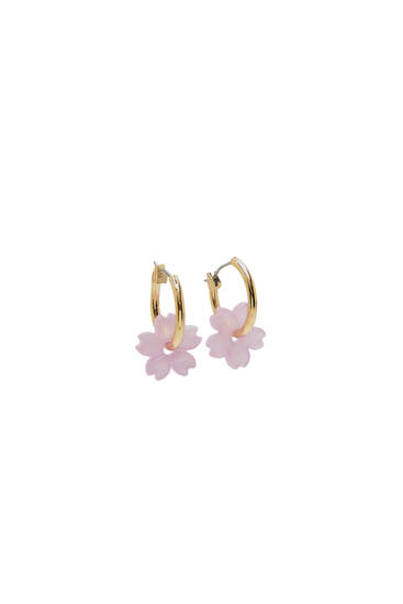Flower hoop earrings