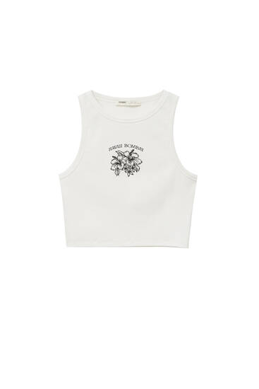 Contrast graphic tank top