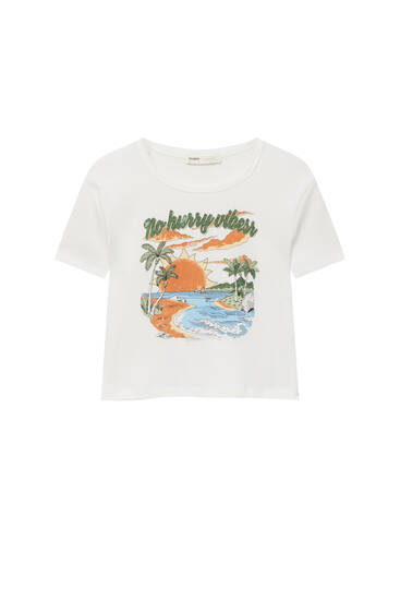 Short sleeve T-shirt with a landscape graphic