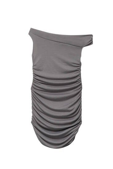Asymmetric dress with draping