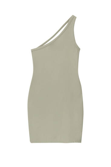 Short asymmetric dress with straps at the back
