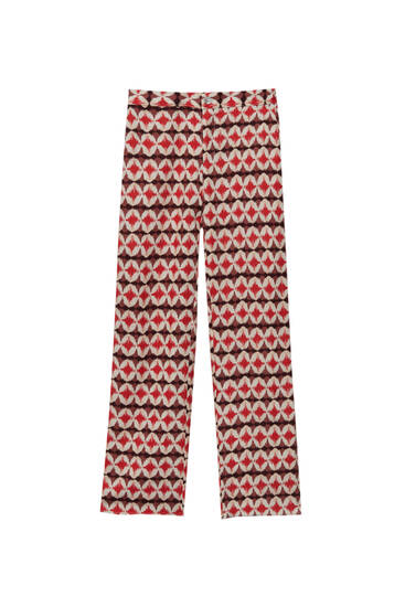 Straight-fit printed trousers with geometric detail