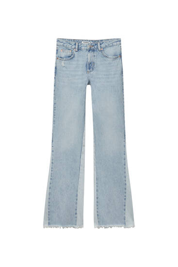 Mid-waist flared jeans with contrast panels
