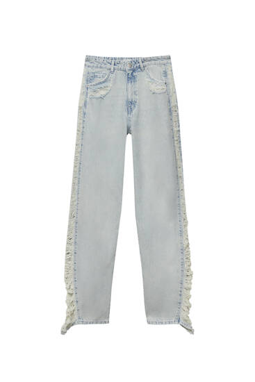 ג'ינס קרעים בצבע לבן שטיפה - Limited Edition