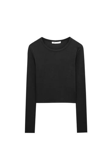 T-shirt basique manches longues col rond - pull&bear