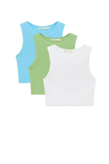 Pack 3 tank tops canalé