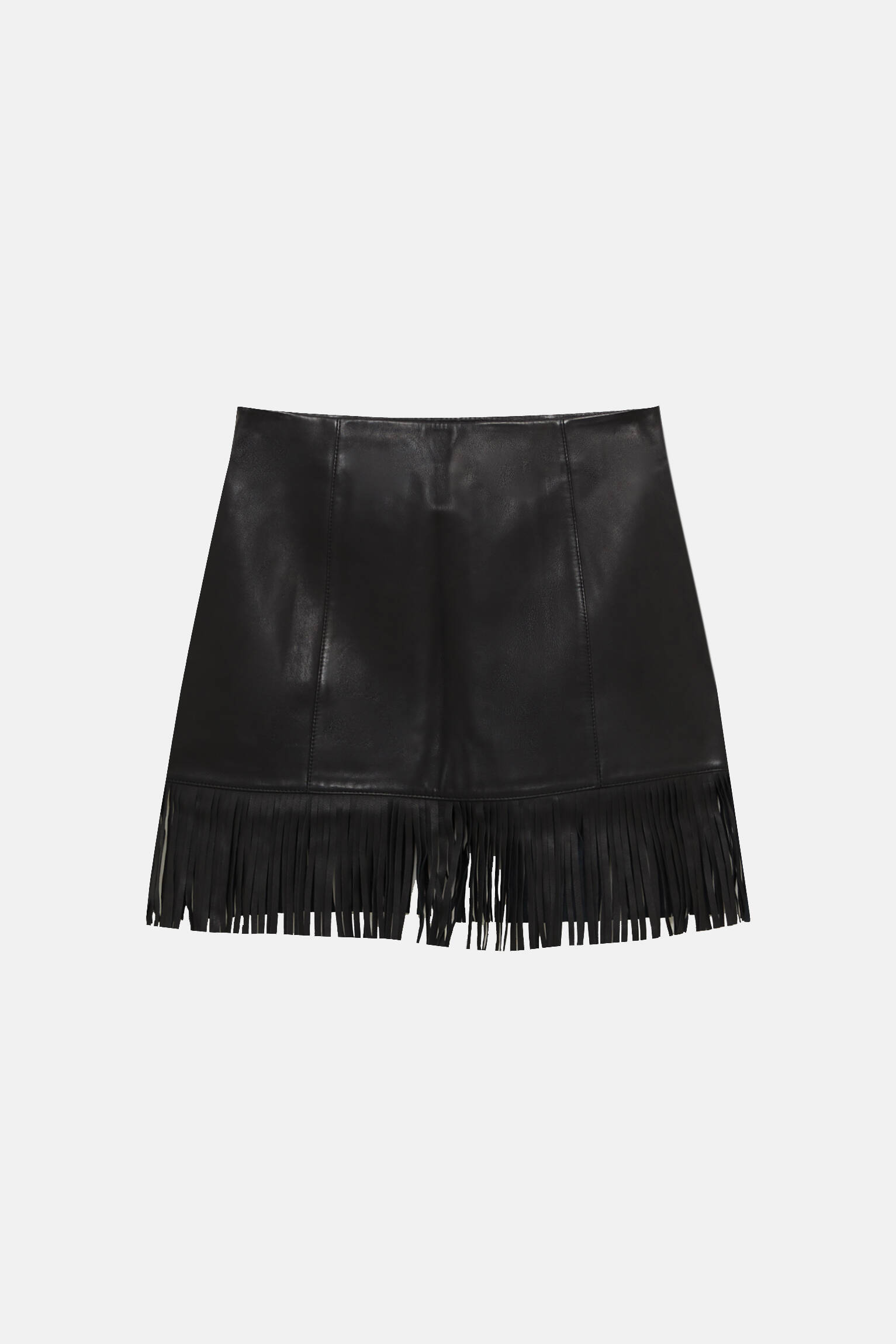 FRINGED LEATHER SKIRT LIMITED EDITION - Black