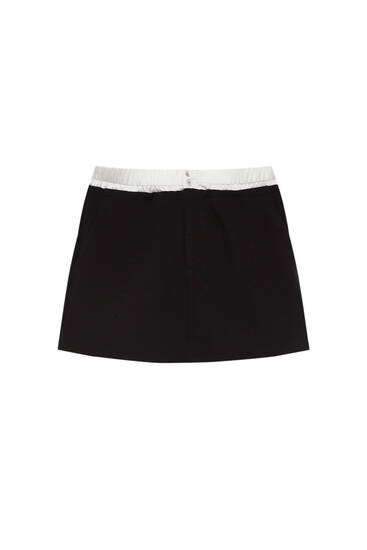 Mini skirt with satin waist