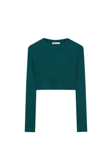 Sweater canalé cropped