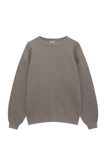 Sweatshirt básica oversize com decote redondo
