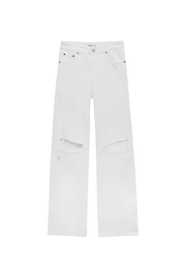 High waist flare jeans with rips