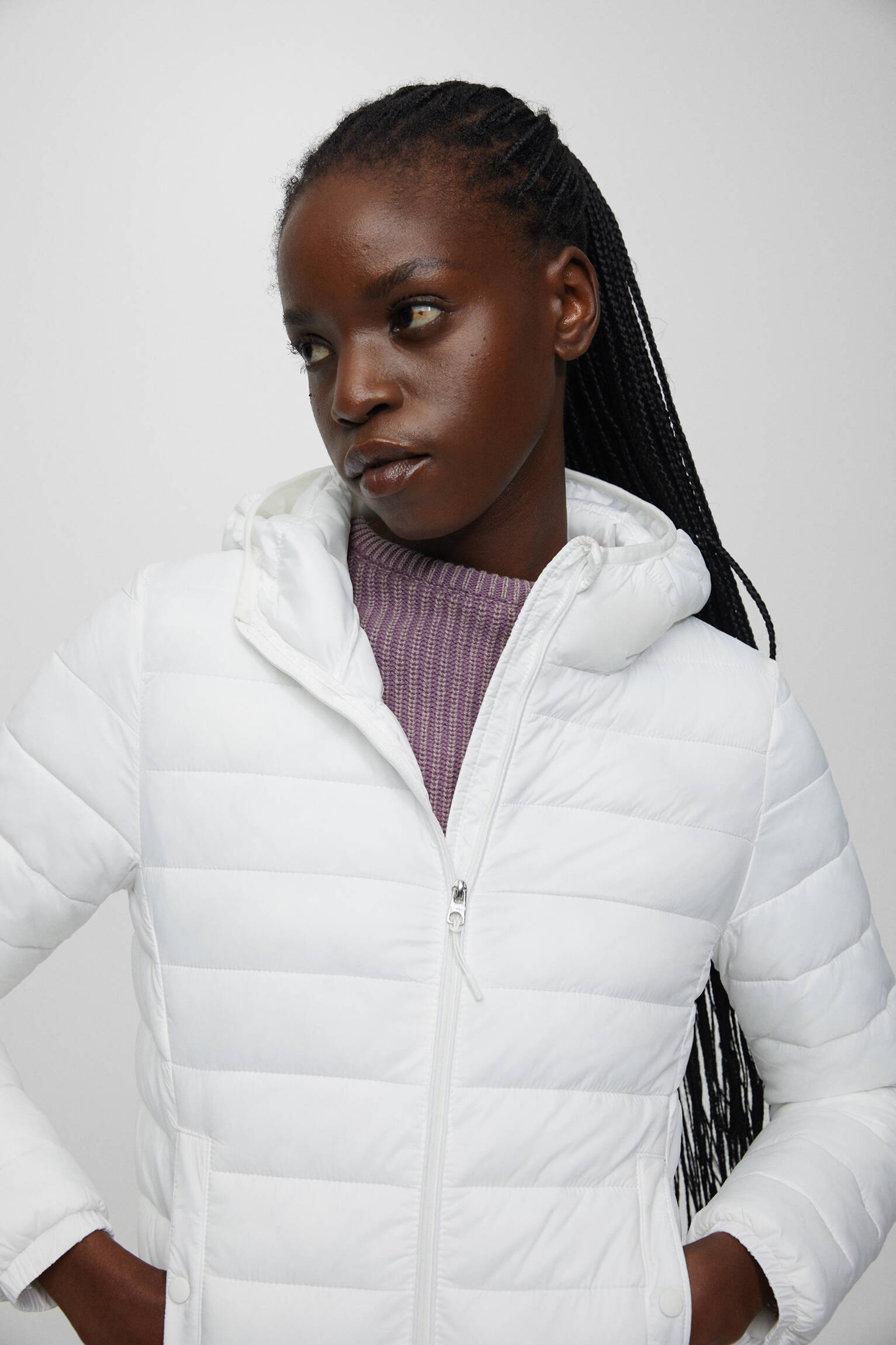 Puffer jacket with hood - pull&bear