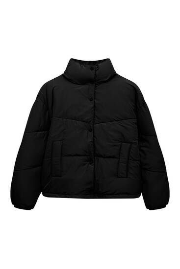 Puffer jacket a high collar - pull&bear