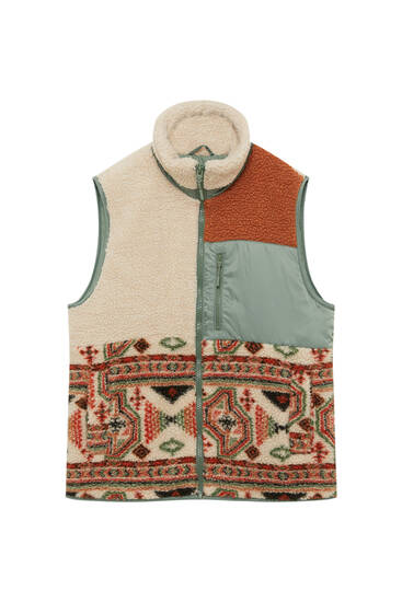 Patchwork faux shearling gilet