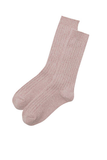 Lange, melierte Socken