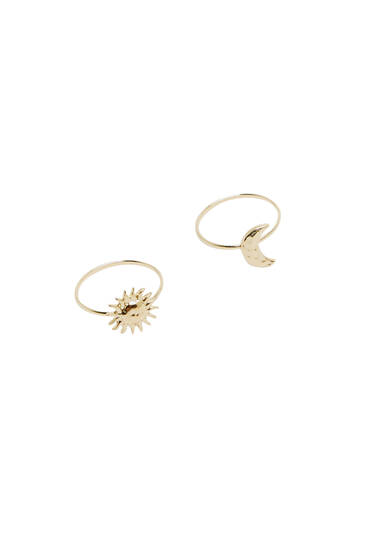 Pack of 2 sun and moon rings