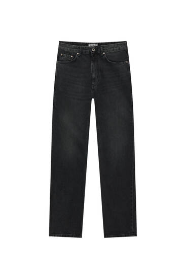 Faded-effect wide-leg jeans